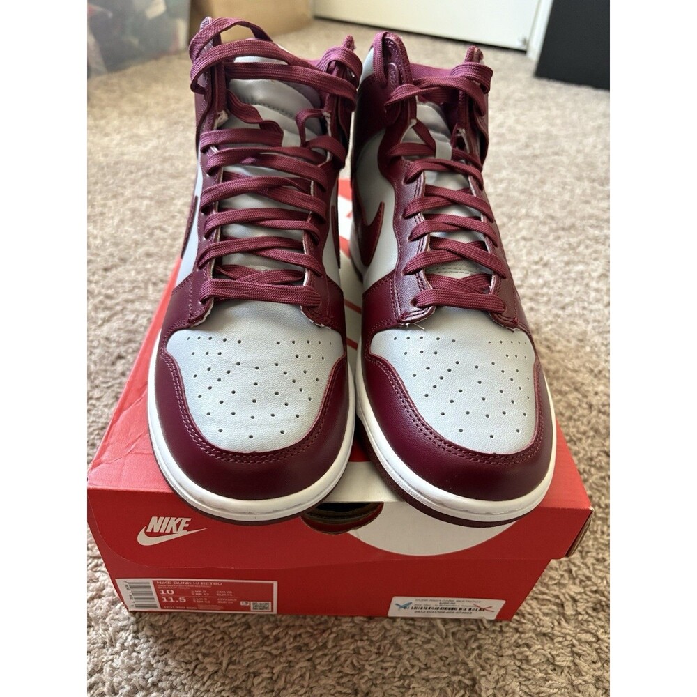 Nike Dunk High Dark Beetroot Burgundy Grey Leather DD1399-600 Men's Size 10 New
